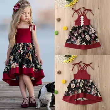 Yaz Yürüyor Çocuk Bebek Kız kemerli elbise Parti Prenses Çiçek Elbise Kırmızı Set