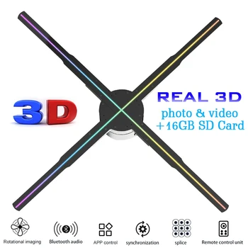 Yeni 3D HD Fan Holografik Projektör Çıplak Göz 3D Holografik Projektör Uzaktan reklam ekranı Desteği Resim Video Gif logo