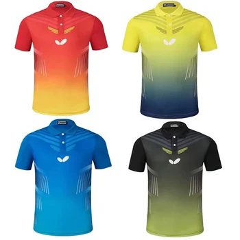 Yeni masa tenisi kıyafetleri kısa kollu erkek ve kadın gömlek spor çabuk kuruyan nefes eğitim kıyafetleri