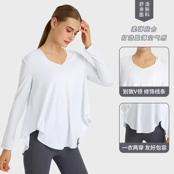Yeni Nefes Gevşek Ince Spor Üst Uzun Kollu sıfır yaka bluzlar Spor Koşu Bayan T-shirt Tren egzersiz kıyafeti Beyaz yoga bluzu