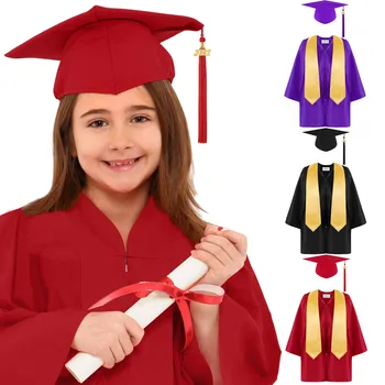 Çocuk Çocuklar 2021 Okul Öncesi Anaokulu Mezuniyet Elbisesi Şal Kap Seti çocuk akademik elbise Üniforma Erkek kız Kıyafetler