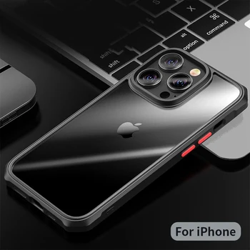 Şeffaf Zırh Darbeye Dayanıklı Telefon Kılıfı için iPhone 14 12 11 13 Pro Max XS XR X 14 Pro Silikon Akrilik Tampon Şeffaf arka kapak