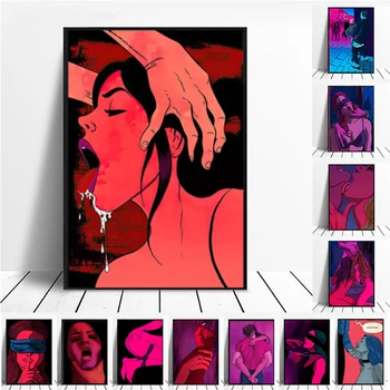 Şekil duvar sanatı tuval yağlıboya Romantik Soyut Seksi Çıplak Kadın Vücut Posterler Baskılar Resimleri Modern Oturma Odası Dekor için